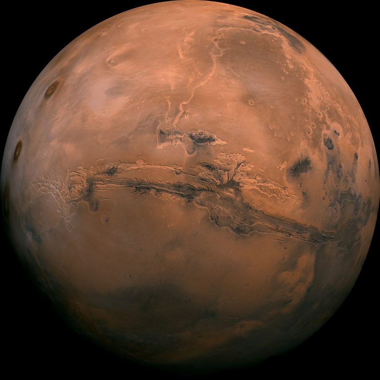 The red surface of Mars seen from orbit